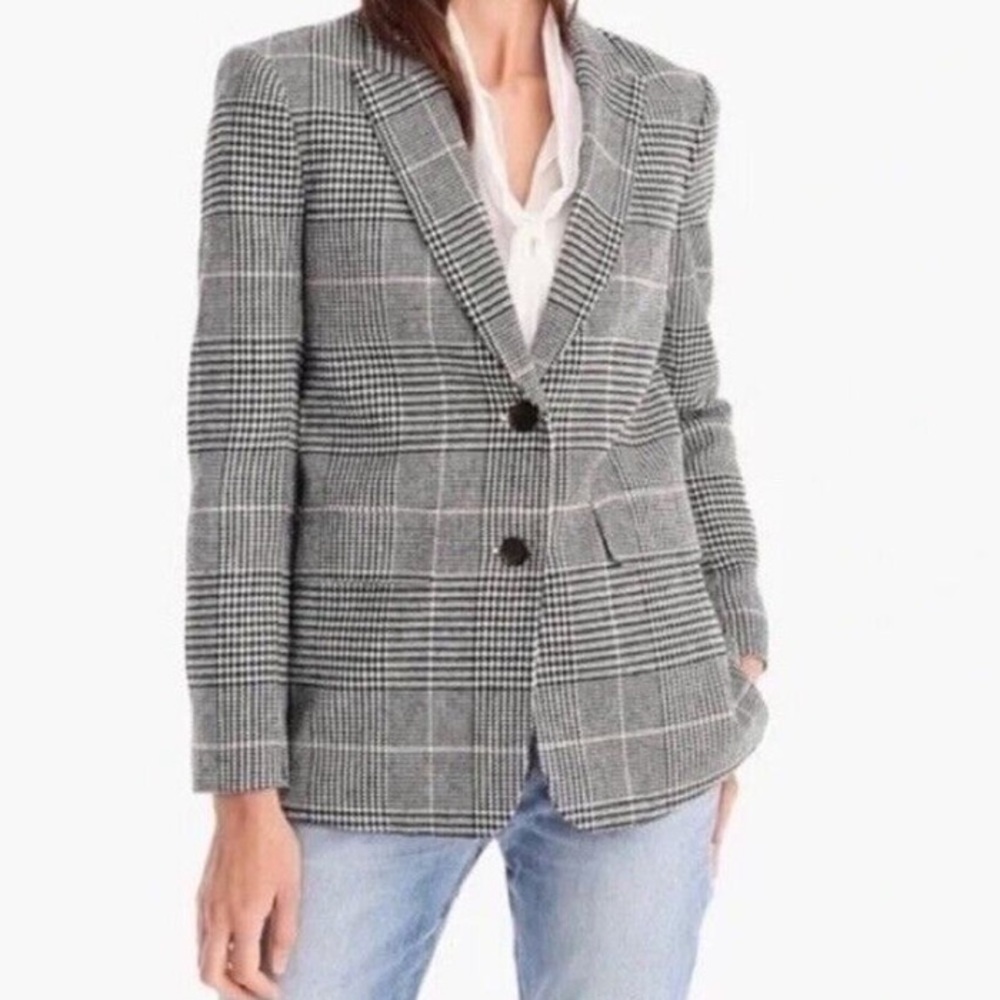 J. Crew Plaid Wool Blend Boyfriend Blazer Sz 10
